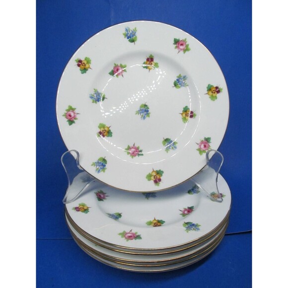 Minton Roses Pansies Forget me nots Gold Trim Bread Plates  Bundle of 6 - Picture 12 of 12